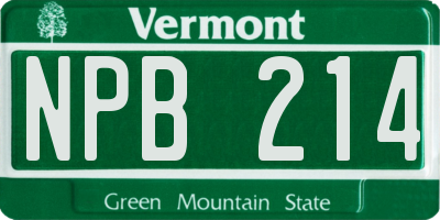 VT license plate NPB214