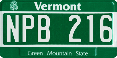 VT license plate NPB216
