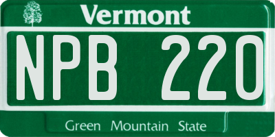 VT license plate NPB220