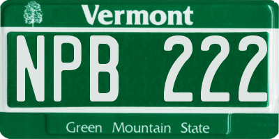 VT license plate NPB222