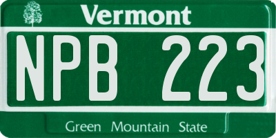 VT license plate NPB223
