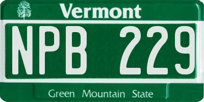 VT license plate NPB229