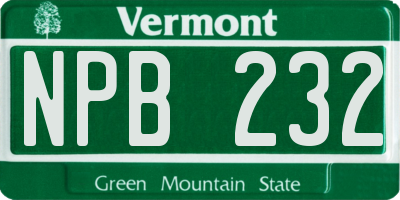 VT license plate NPB232