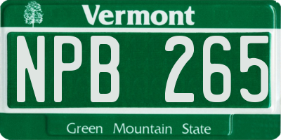 VT license plate NPB265