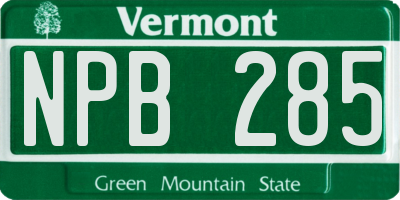 VT license plate NPB285