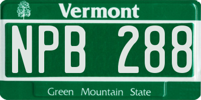 VT license plate NPB288