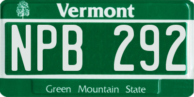 VT license plate NPB292