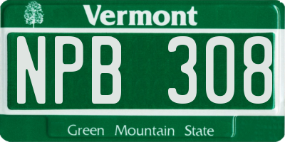 VT license plate NPB308