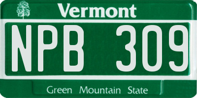 VT license plate NPB309