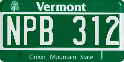 VT license plate NPB312