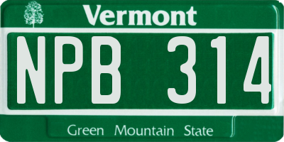 VT license plate NPB314