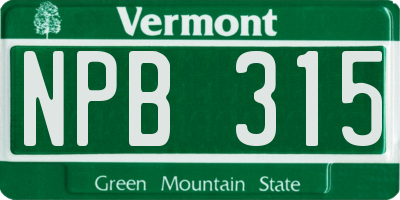 VT license plate NPB315