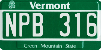 VT license plate NPB316