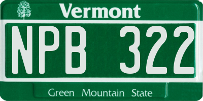 VT license plate NPB322