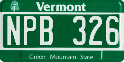 VT license plate NPB326