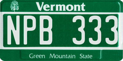 VT license plate NPB333