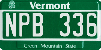 VT license plate NPB336