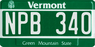 VT license plate NPB340