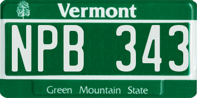 VT license plate NPB343