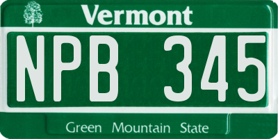 VT license plate NPB345