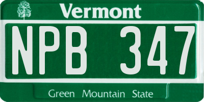 VT license plate NPB347