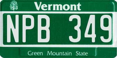 VT license plate NPB349