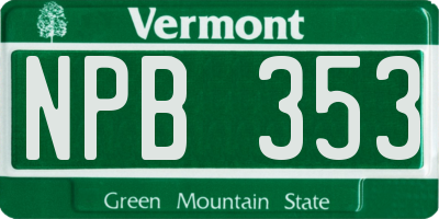 VT license plate NPB353