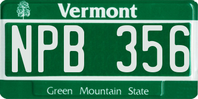 VT license plate NPB356