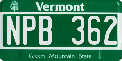 VT license plate NPB362