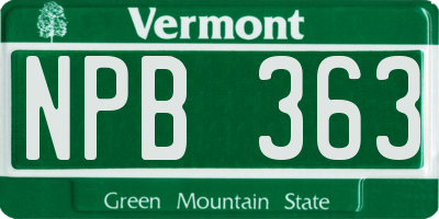 VT license plate NPB363