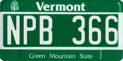 VT license plate NPB366