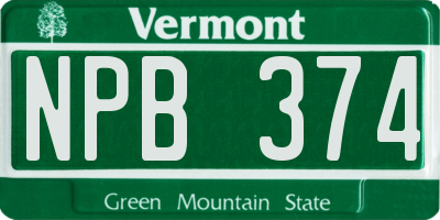 VT license plate NPB374