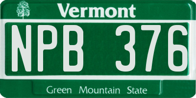 VT license plate NPB376