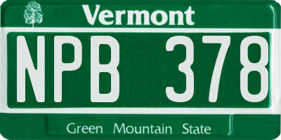 VT license plate NPB378