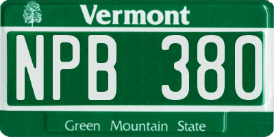 VT license plate NPB380