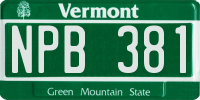 VT license plate NPB381