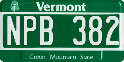 VT license plate NPB382