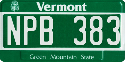 VT license plate NPB383