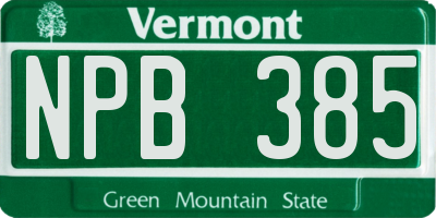 VT license plate NPB385