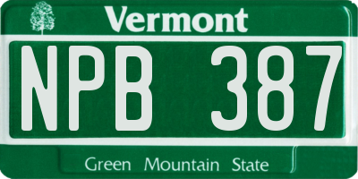 VT license plate NPB387