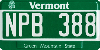 VT license plate NPB388