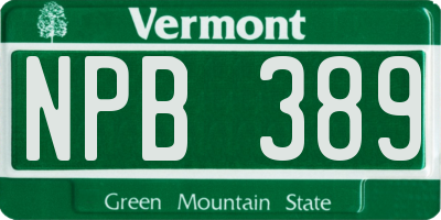 VT license plate NPB389