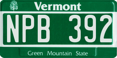 VT license plate NPB392