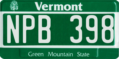 VT license plate NPB398