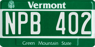 VT license plate NPB402