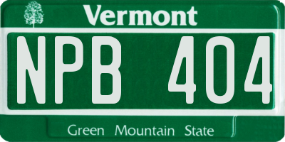 VT license plate NPB404