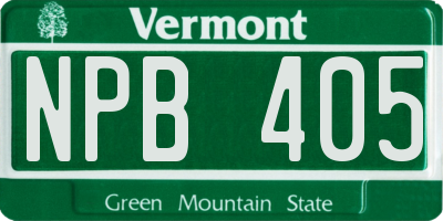 VT license plate NPB405