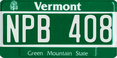 VT license plate NPB408
