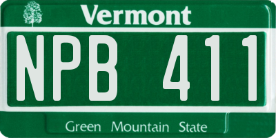 VT license plate NPB411
