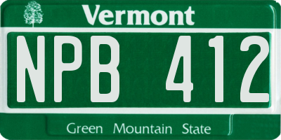 VT license plate NPB412